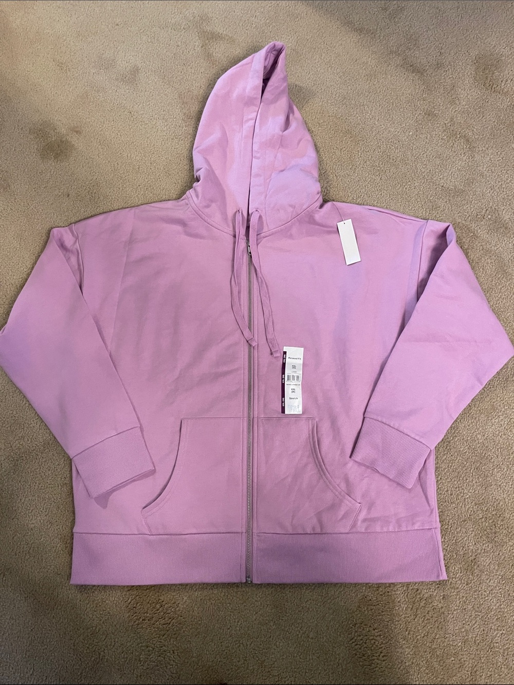 Time and Tru NWT Lavender Soft Violet  Zip Front Hoodie XXL 20